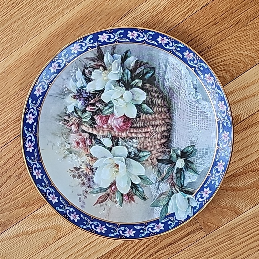 Collectors Plate, WS George Fine China, Artist Lena Liu "Basket Bouquets" Series